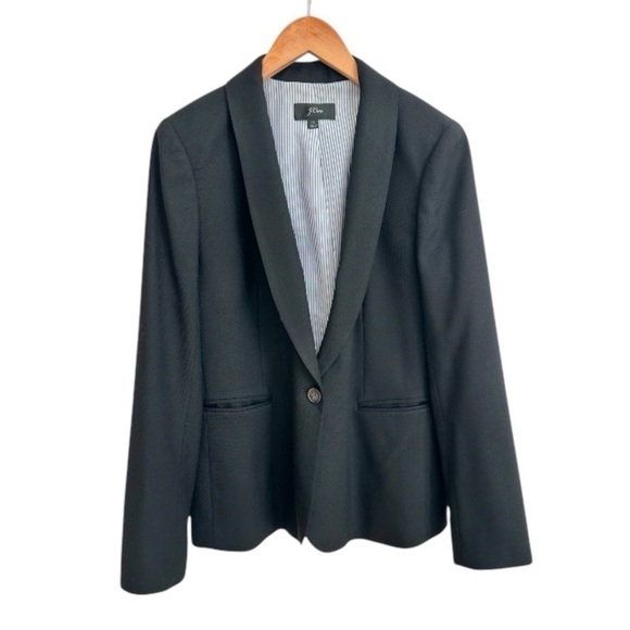 J. Crew black wool stretch jacket blazer shawl lapel single button 12 - Picture 1 of 16